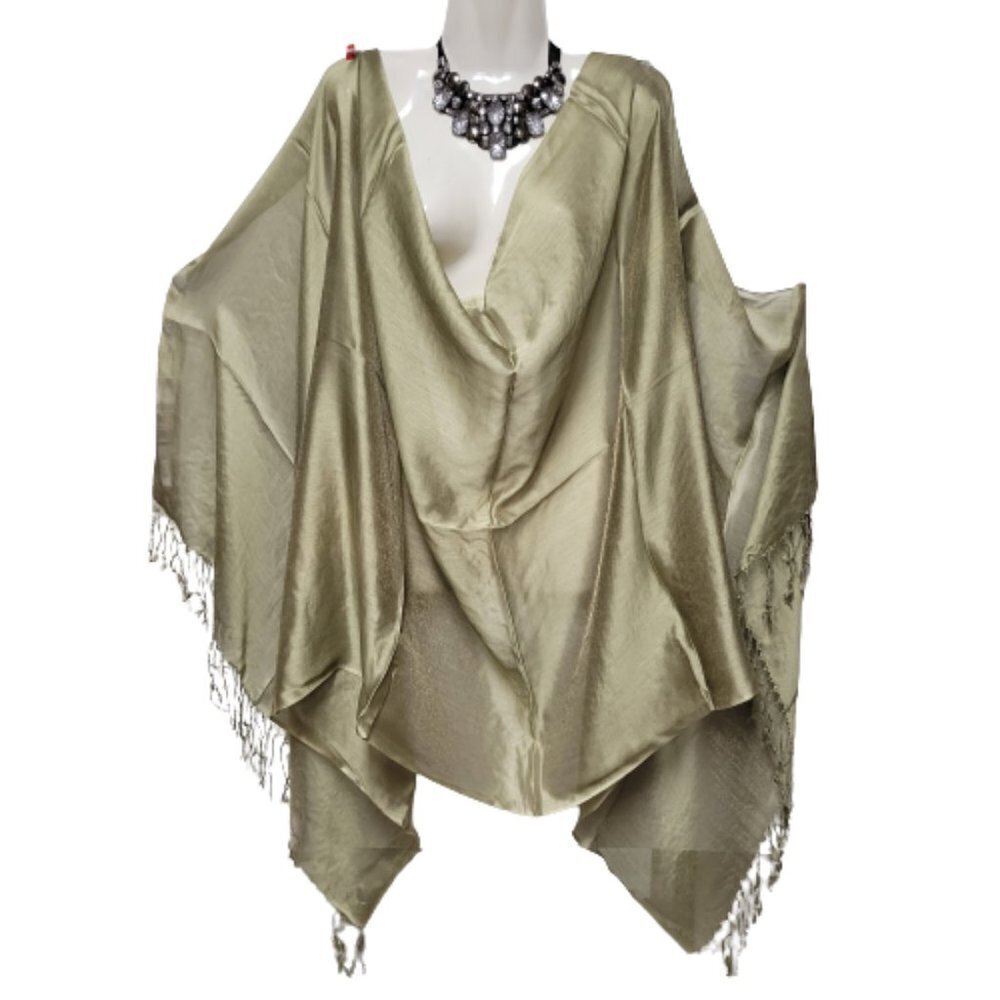 Taupe Green Large Wide Scarf -  NEW